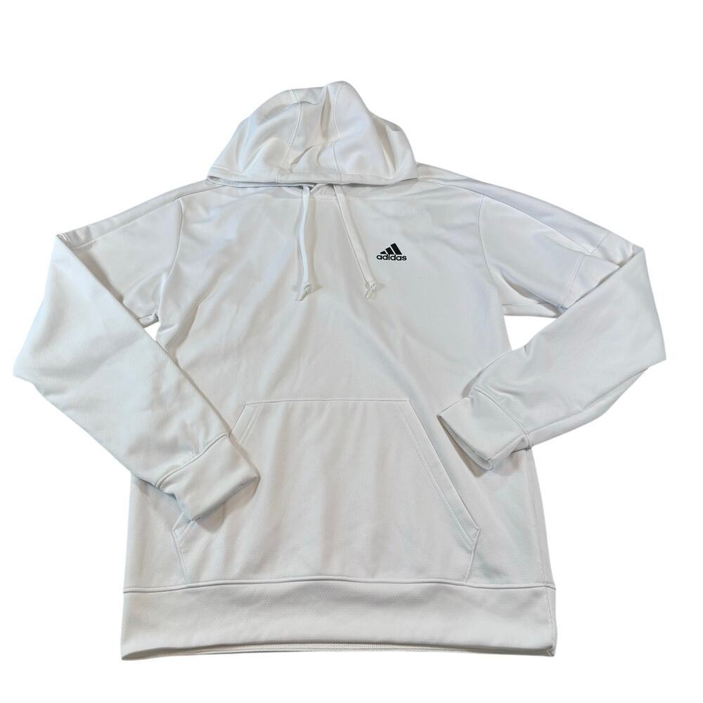 Adidas Climawarm Men's Size M Pullover Hoodie White Sweatshirt, Lined